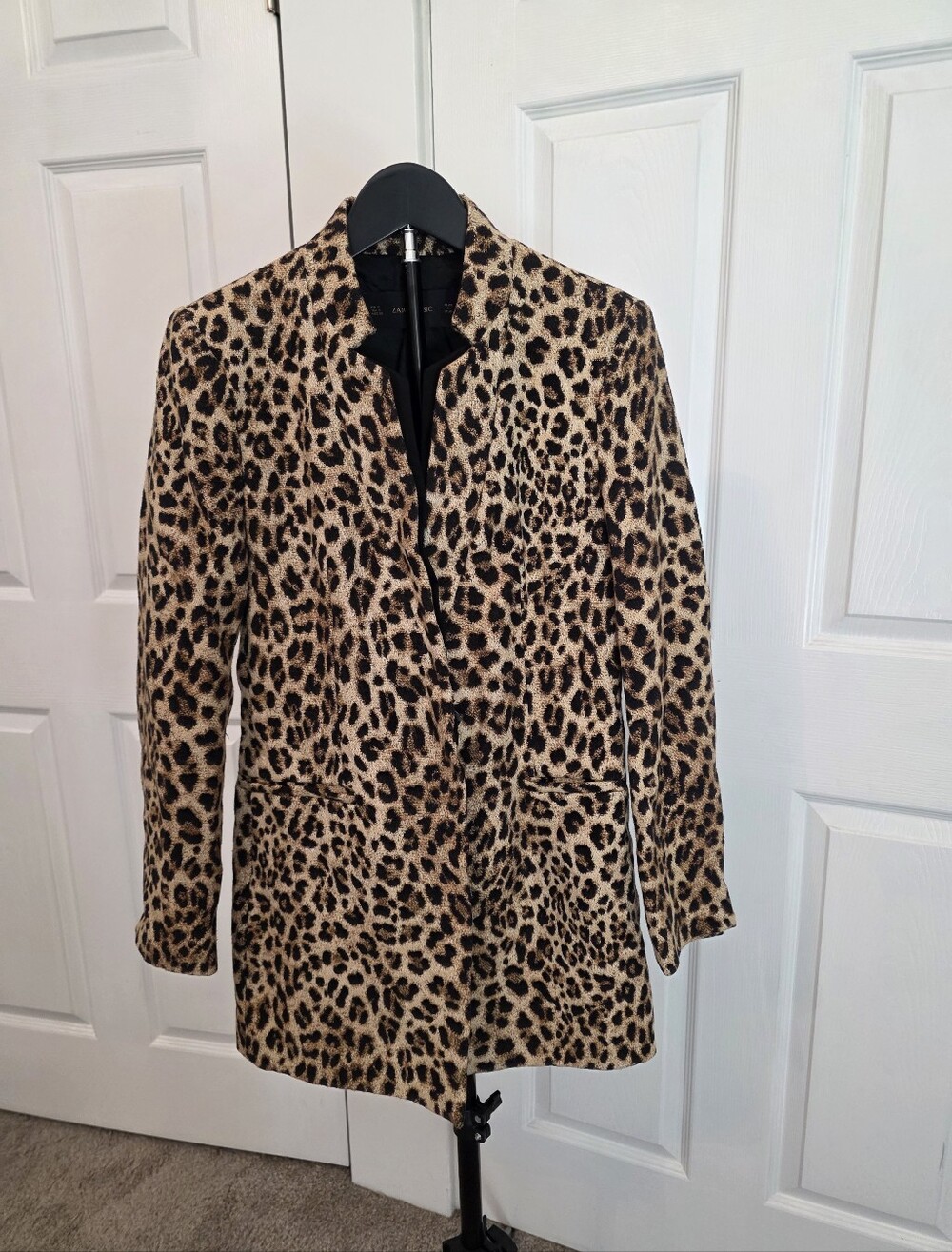 Zara Basic Leopard Print Women's Coat - Tan/Black